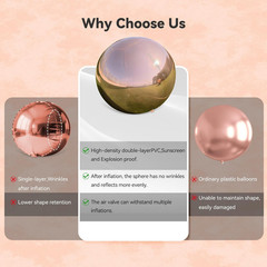Rose Gold Inflatable Big Mirror Ball Gold Shiny Balls Large Hanging & Standing P