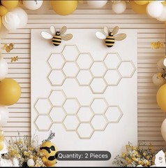 2 pc Large Wood Honeycomb Decor – Bee Themed Shower Birthdays or any Party