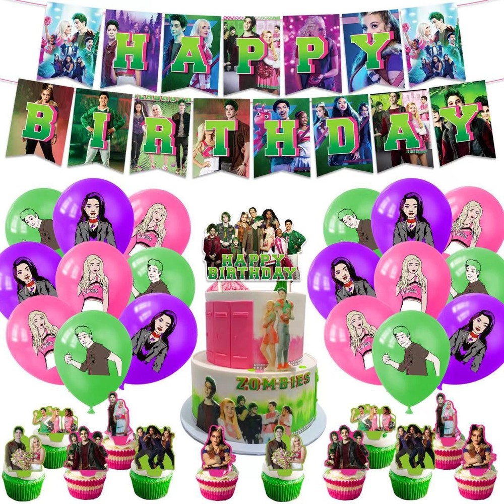 Zombie High Birthday Party Decor Supplies Balloons Banner Cake Toppers Kids