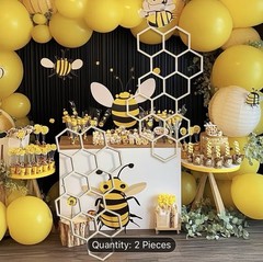 2 pc Large Wood Honeycomb Decor – Bee Themed Shower Birthdays or any Party