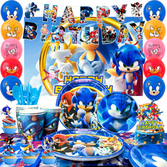 Sonic Birthday Party Decorations Sonic Party Tableware Banners Balloons Backdrop
