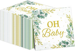50Pcs Eucalyptus Leaf Oh Baby Napkins Greenery Baby Shower Party Supplies Sage G