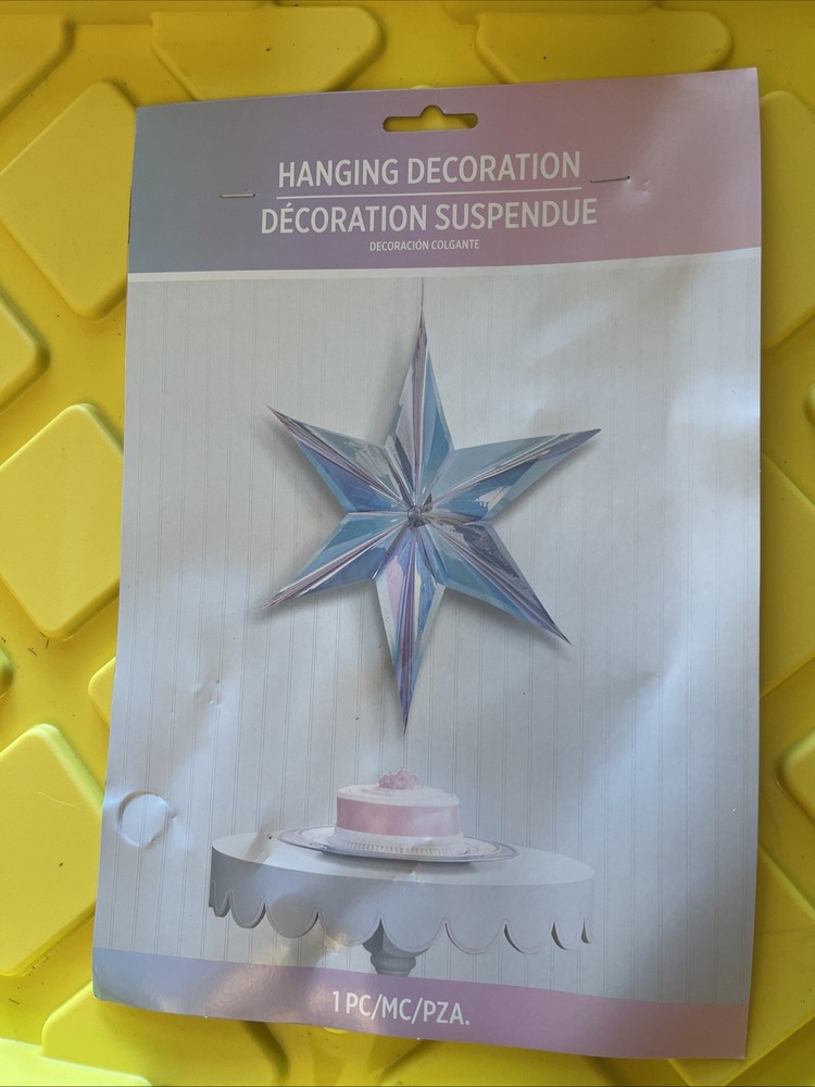 Amscan Luminous Iridescent Hanging Foil Star, BIRTHDAY, Any Occasion