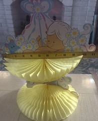 Vintage Baby Shower Decorations Honeycomb Umbrella Yellow Pink Blue