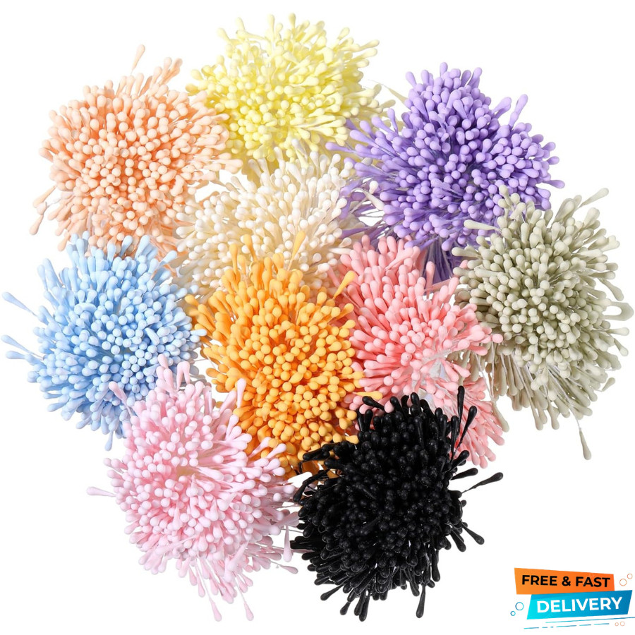 SynHHergyx 1200 Pcs Flower Stamens for Crafts, Artificial Mixed Color