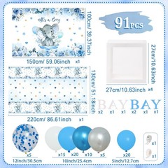 Blue Elephant Baby Shower Decorations Boy – Blue Balloon Garland Kit,Baby Box…