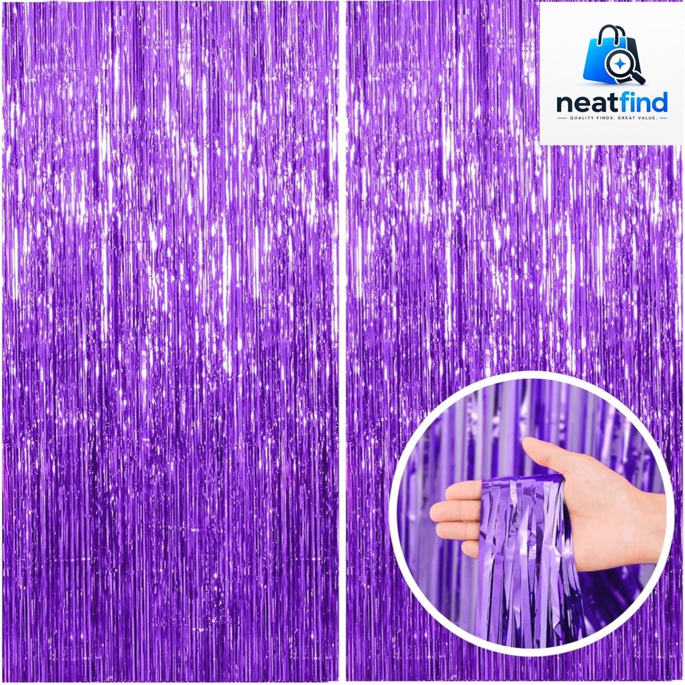 2 Pack Purple Backdrop Tinsel Streamers Foil Fringe Backdrop Halloween Party …