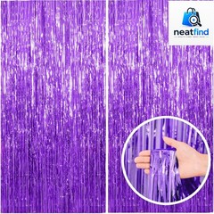 2 Pack Purple Backdrop Tinsel Streamers Foil Fringe Backdrop Halloween Party …