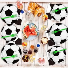 50-Count Soccer Plates and Napkins for Birthday Bashes – Eco-Friendly Disposable