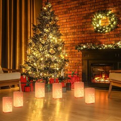 White Paper Luminary Bags, 10 Pcs Snowflakes Flame Resistant Candle Bags