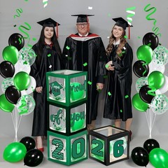 Festive Graduation 2026 Balloon Boxes Set with LED Lights – Easy Assembly & Safe
