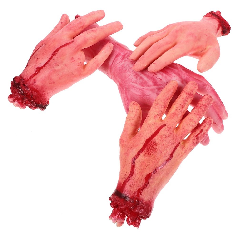 Halloween Scary Silicone Hand Props for Decor Use Lightweight Horror Design 4pcs