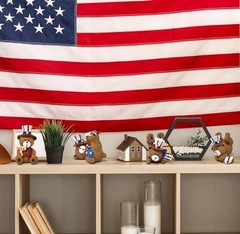 Patriotic Bear Figurines Set 4 Mini Teddy Bears Uncle Sam Resin Table Top