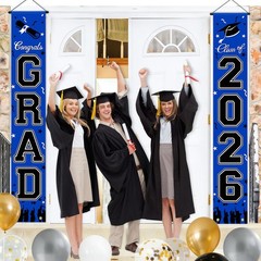 23 Pcs Blue 2026 Graduation Decor Set: Banner, Backdrop, Balloons & More!