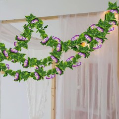 CISDUEO 2 Pcs Artificial Vines Silk Morning Glory for Outdoor Purple