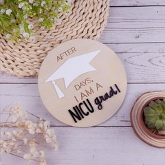 TTMerriwood NICU Graduate Milestone Sign, Wooden Round 12 inches, Neutral