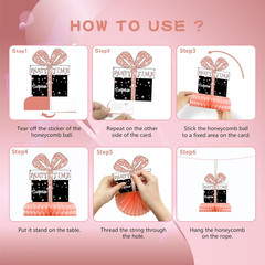 9Pcs 70Th Birthday Decorations Honeycomb Centerpieces for Women, Rose Gold Pink