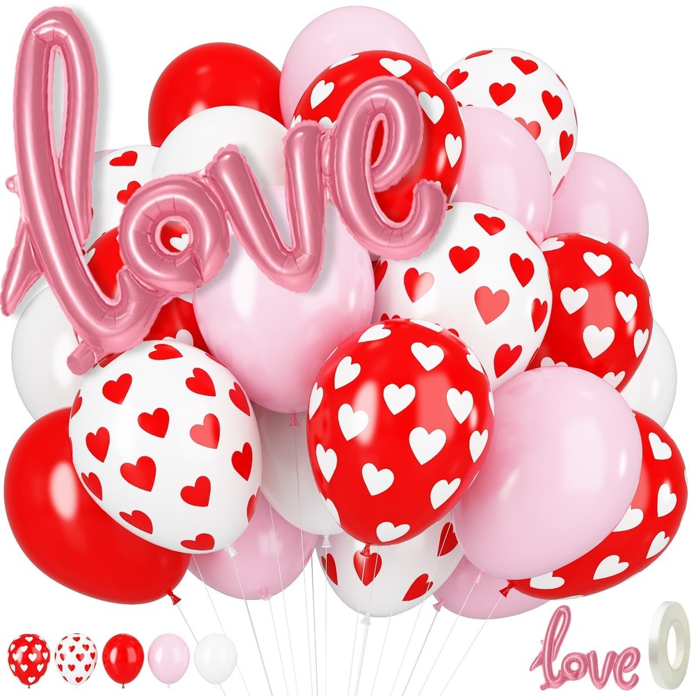 Heart Balloons Love Letter Foil Valentine Wedding Party Decor Kit 36pc