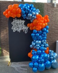 Blue and Orange Balloons,12 Inch Navy orange Balloon with Metallic Blue Confe…