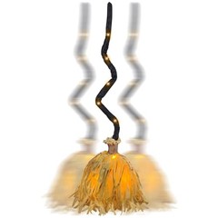 35″ Animated Witches Broom Halloween Decor Magic Witch Broomstick | Orange