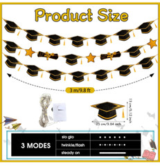 Pasimy 3 Pcs Graduation Banners with LED Lights Congrats Grad Banner Graduation