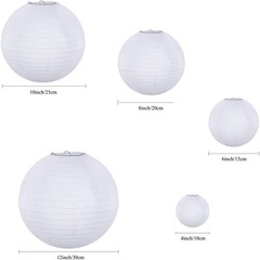 20 Pack White Paper Lanterns Round 4-12 Inch Reusable Wedding Party Decor
