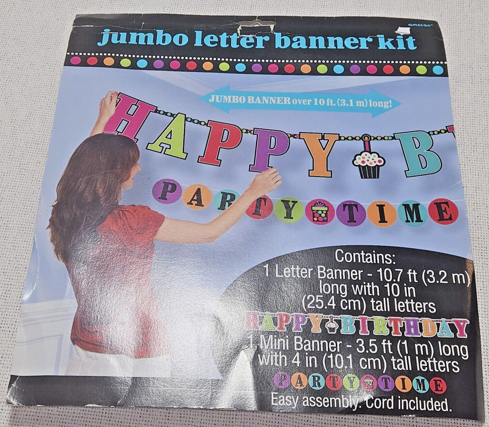 Party Time Jumbo Letter Banner Kit 10.7 Ft With 10 In Letters