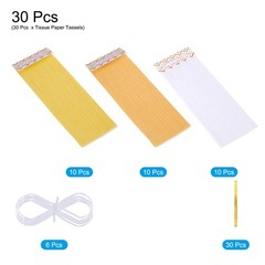 30 Pcs Light Yellow/Dark Yellow/White Tassel Garland Banner with Rope