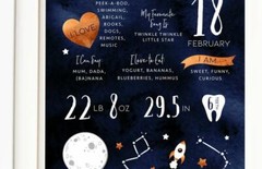 Printable First Birthday Milestone Board, Around The Sun Space Themed 1st Party
