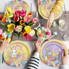Whimsical Easter Celebration Kit for 16 – Includes Dinner and Dessert Plates