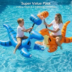 Pool Floats 2Pack Inflatable Dinosaur Ride On X Large Green Orange Jasonwell