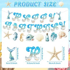 Ocean Beach Party Decorations Summer Beach Banner with 13pcs Nautical Seashel…