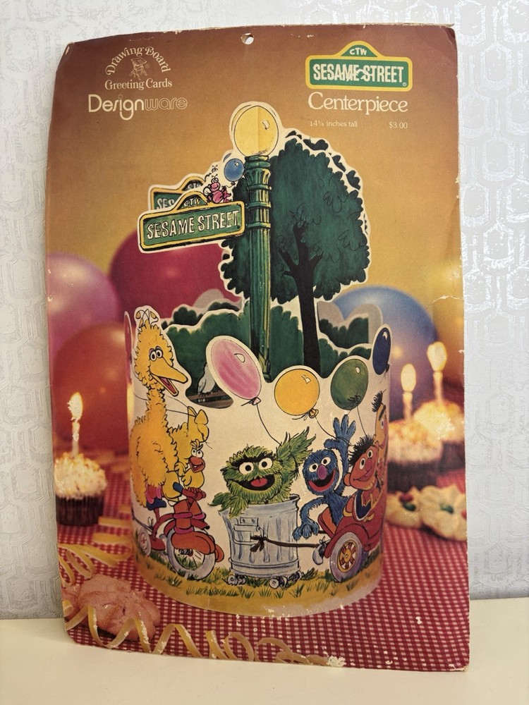 Vintage Sesame Street Centerpiece Designware Drawing Board 1980 Cardboard