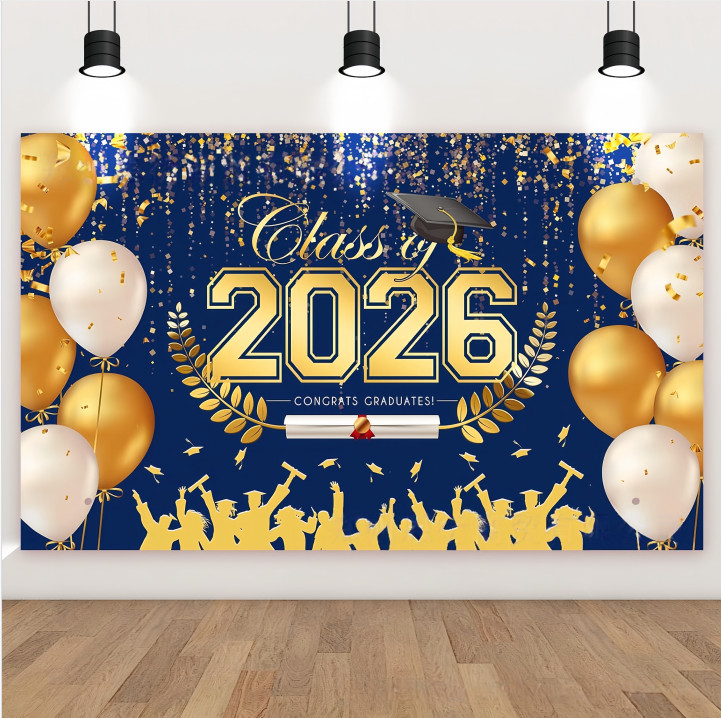 Congrats Grad Banner Class of 2026 Graduation Backdrop Graduation Background