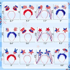 Moon Boat 12PCS 4th of July Headbands Fourth of July Party Decorations
