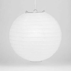 10″ White Round Paper Lantern, Even Ribbing, Hanging Decoration