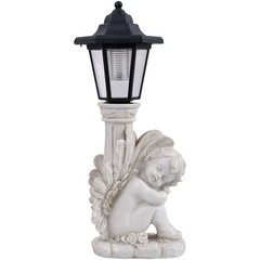Solar Powered Antique Roman Column Angel Light for Outdoor Courtyard Use
