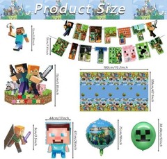 Pixel Birthday Party Decorations, Party Supplies Set Including Balloons