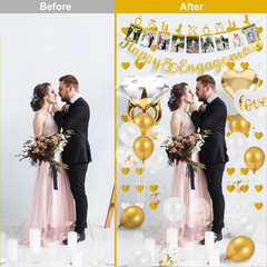 Engagement Party Decorations – Gold Engagement Congratulations Decor, HAPPY ENGA