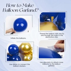 Blue and Gold Birthday Decorations, Blue Gold White Foil Balloons Happy Birth…