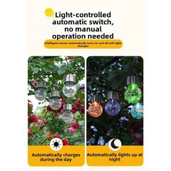 Outdoor Garden Solar Hanging Lights 2PC with Cracked Glass Shade Warm White LED