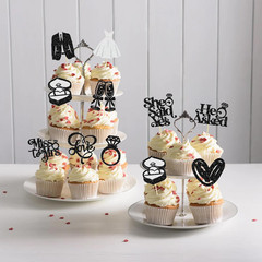 30Pcs She Said Yes Cupcake Toppers Glitter Diamond Ring I Do Love Cupcake Picks