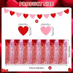 Valentines Party Decorations,2pcs Red Pink Wavy Metallic Tinsel Foil Fringe