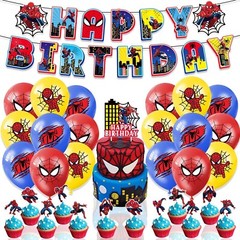 Spiderman Theme Birthday Party Decorate Supplies，Balloon Banner Cake Toppers Set