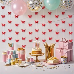 4 Pieces-3D Butterfly Paper Pull Banner Decoration for Summer Theme Party