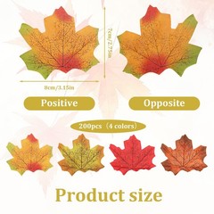 Larrel 200 Pcs Fake Fall Leaves, Realistic Leaves for 200, Colorful