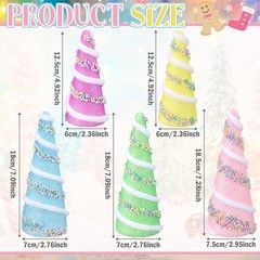 5 PCS Pastel Mini Christmas Trees Wool Plush Wrapped Cone Macaron Colors