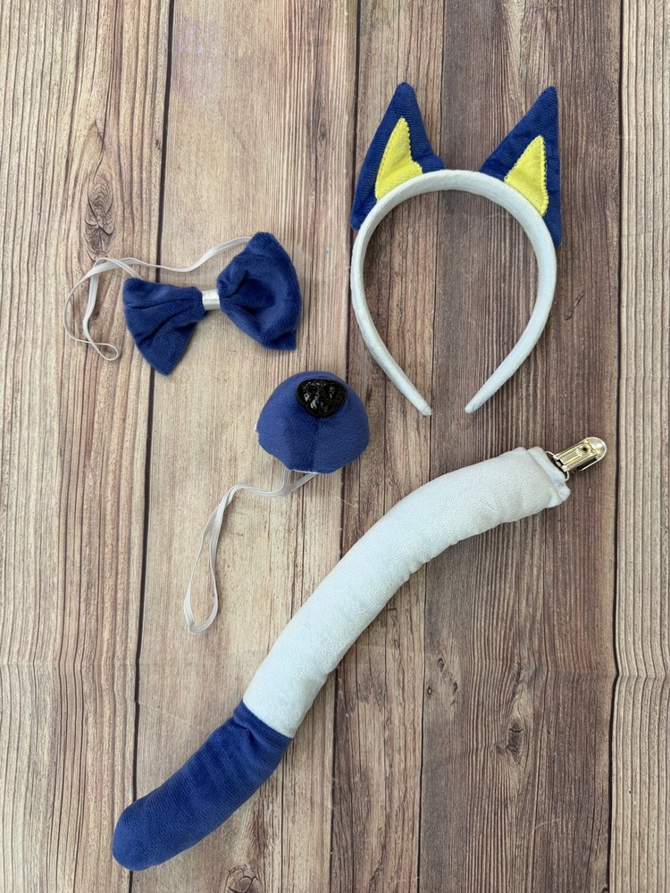 4 Pieces Dog Ears Tail Nose Set-Headband Costume Accessory for Halloween Bluey