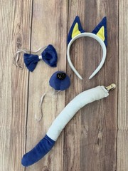4 Pieces Dog Ears Tail Nose Set-Headband Costume Accessory for Halloween Bluey