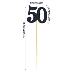 12 PCS 50th Birthday Centerpiece Sticks Glitter Black Number 50 Table Decor